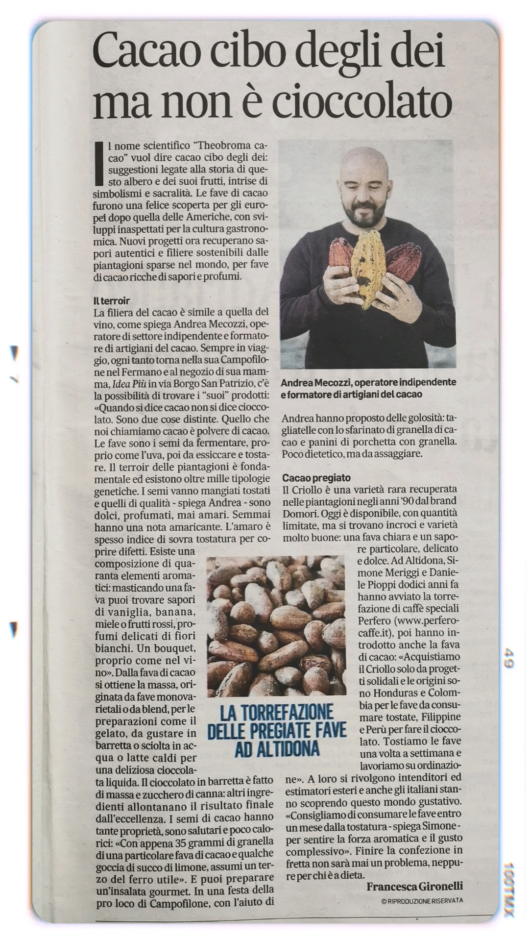 Parlano di noi. Questa volta di cacao.